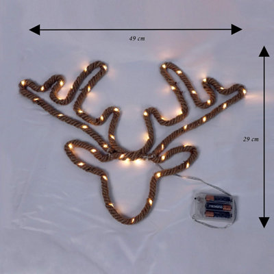 Shatchi Hemp Rope Christmas LED Silhouette Light Deer Shape