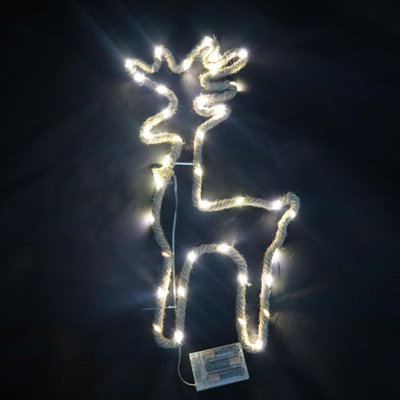 Shatchi Hemp Rope Christmas LED Silhouette Light Stag Shape