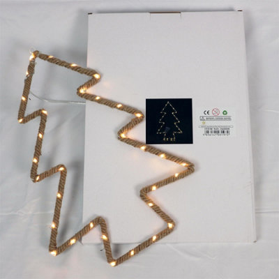 Shatchi Hemp Rope Neon Battery Operated Christmas Tree Silhouette Hanging LED Decoration