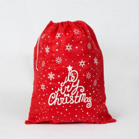 SHATCHI Large Felt Santa Sack Snowman/Snowflake Stocking Xmas Gifts Presents Printed Bag Merry Christmas, 10Pcs