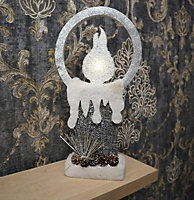 SHATCHI Let It Snow White Christmas Lantern Wooden Warm LED Light Nativity Indoor Decorations