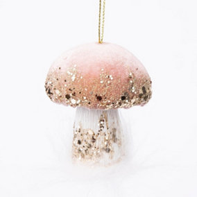 Shatchi Light Pink Mushroom 6x7cm - Christmas Tree Hanging Decorations Festive Decorative Ornaments,3pcs