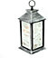 SHATCHI Lights Up LED Christmas Lantern Rustic Silver PVC Warm White Xmas Home Decorations Gifts