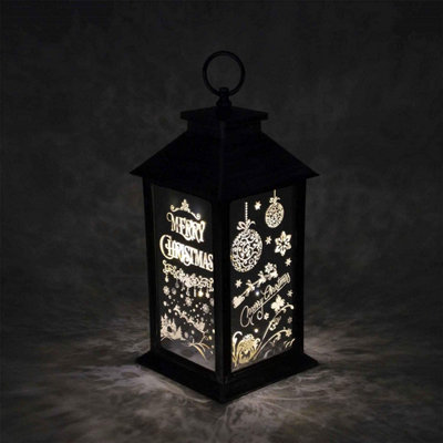 SHATCHI Lights Up LED Christmas Lantern Rustic Silver PVC Warm White Xmas Home Decorations Gifts - 4