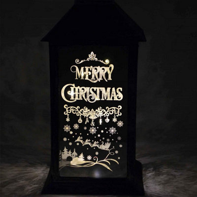 SHATCHI Lights Up LED Christmas Lantern Rustic Silver PVC Warm White Xmas Home Decorations Gifts - 6