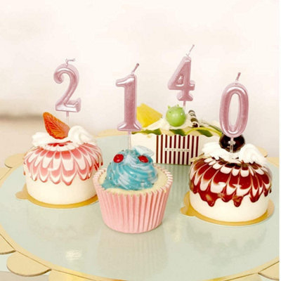 Shatchi Number Candle Pink 0 Candle Birthday Anniversary Party Cake Decorations Topper