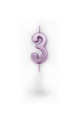 Shatchi Number Candle Pink 3 Candle Birthday Anniversary Party Cake Decorations Topper