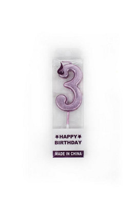 Shatchi Number Candle Pink 3 Candle Birthday Anniversary Party Cake Decorations Topper
