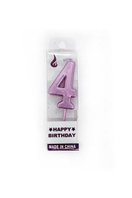 Shatchi Number Candle Pink 4 Candle Birthday Anniversary Party Cake Decorations Topper