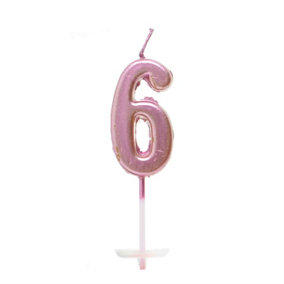 Shatchi Number Candle Pink 6 Candle Birthday Anniversary Party Cake Decorations Topper