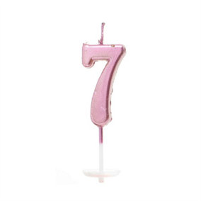 Shatchi Number Candle Pink 7 Candle Birthday Anniversary Party Cake Decorations Topper