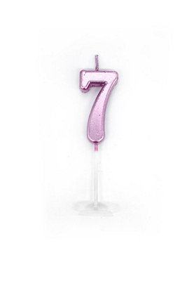 Shatchi Number Candle Pink 7 Candle Birthday Anniversary Party Cake Decorations Topper