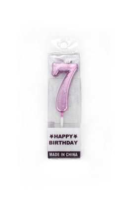 Shatchi Number Candle Pink 7 Candle Birthday Anniversary Party Cake Decorations Topper - 3