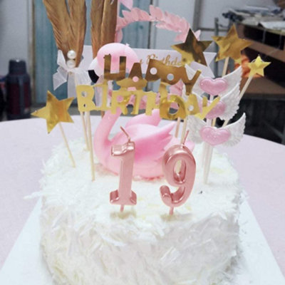 Shatchi Number Candle Pink 7 Candle Birthday Anniversary Party Cake Decorations Topper - 5