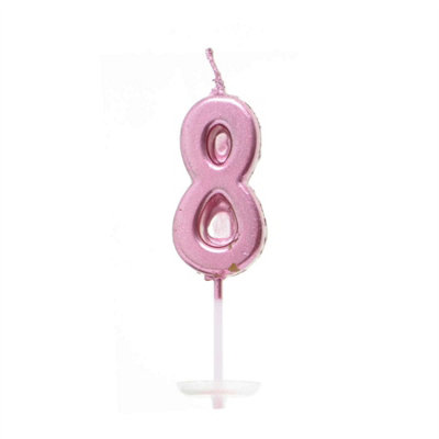 Shatchi Number Candle Pink 8 Candle Birthday Anniversary Party Cake Decorations Topper