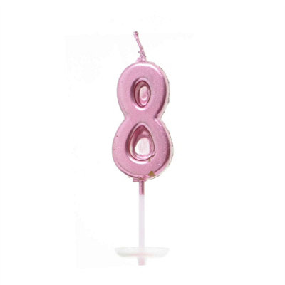 Shatchi Number Candle Pink 8 Candle Birthday Anniversary Party Cake Decorations Topper