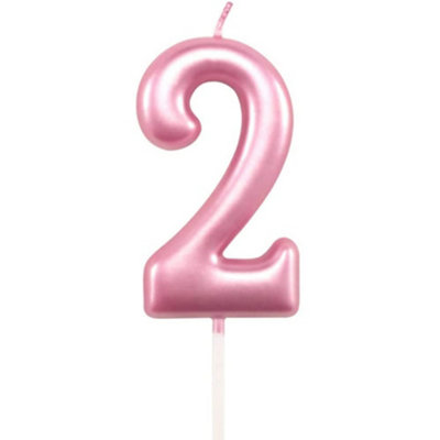 Shatchi Number Pink 2 Candle Birthday edding Anniversary New Year Party Cake Decorations Topper Girls