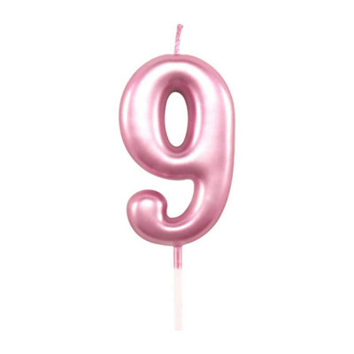 Shatchi Number Pink 9 Candle Birthday edding Anniversary New Year Party Cake Decorations Topper Girls