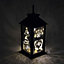 Shatchi Pre Lit LED Lights Lantern Warm White Lamp Black with Christmas Theme Designed Xmas Decorations