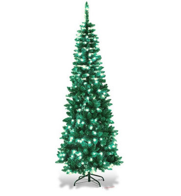 Shatchi Pre-Lit Pencil Christmas Tree 5ft with 130 Ice White LEDs