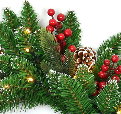SHACOS 50cm Christmas Wreath With Red Berries & Greenery – Artificial Winter Wreath For Door