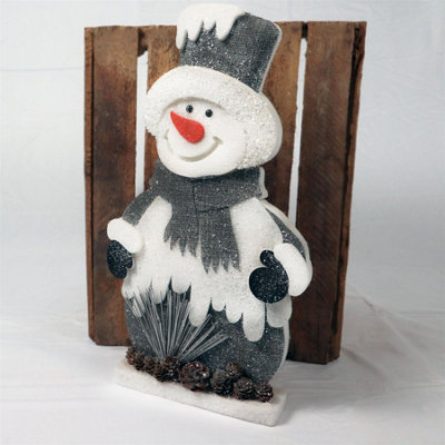 SHATCHI Red/Grey Snowman Christmas Tabletop Figures Window Wall Door  Holiday Home Xmas Glitter Foam Showpiece Decorations, 52cm/42