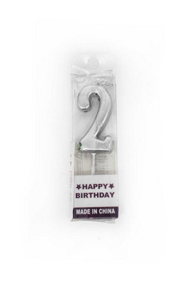 Shatchi Silver 2 Number Candle Birthday Anniversary Party Cake Decorations Topper