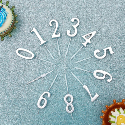 Shatchi Silver 2 Number Candle Birthday Anniversary Party Cake Decorations Topper - 7