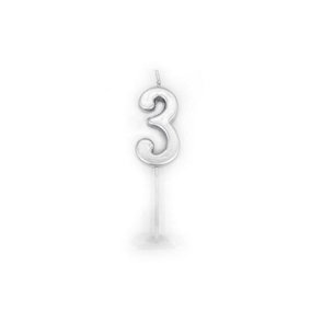 Shatchi Silver 3 Number Candle Birthday Anniversary Party Cake Decorations Topper