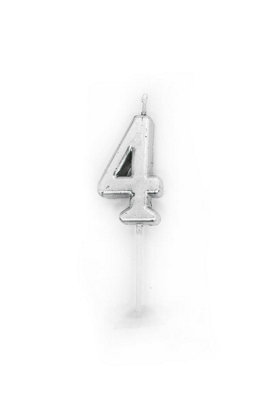 Shatchi Silver 4 Number Candle Birthday Anniversary Party Cake Decorations Topper