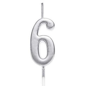 Shatchi Silver 6 Number Candle Birthday Anniversary Party Cake Decorations Topper