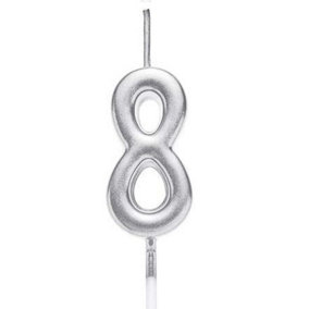 Shatchi Silver 8 Number Candle Birthday Anniversary Party Cake Decorations Topper