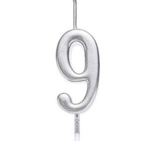 Shatchi Silver 9 Number Candle Birthday Anniversary Party Cake Decorations Topper