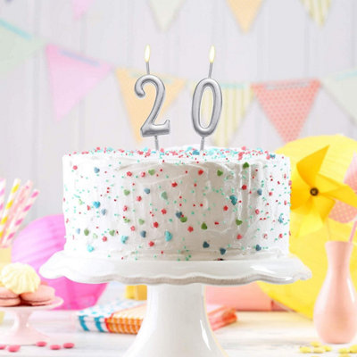 Shatchi Silver 9 Number Candle Birthday Anniversary Party Cake Decorations Topper