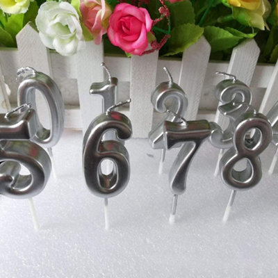Shatchi Silver 9 Number Candle Birthday Anniversary Party Cake Decorations Topper - 7