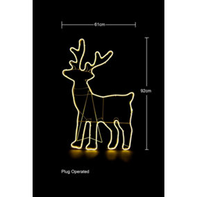 SHATCHI Standing Reindeer Neon Effect Rope Light Silhouette Double Side 90 Warm White LEDs