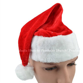 SHATCHI Unisex Deluxe Christmas Santa Hat Classic Velvet Comfort Xmas Santa Claus Fancy Dress Accessory for Christmas