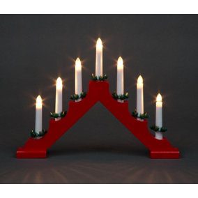Shatchi  Wooden Candle Bridge Light 7 Bulb Window Xmas Christmas Decoration Arch Décor,2PK