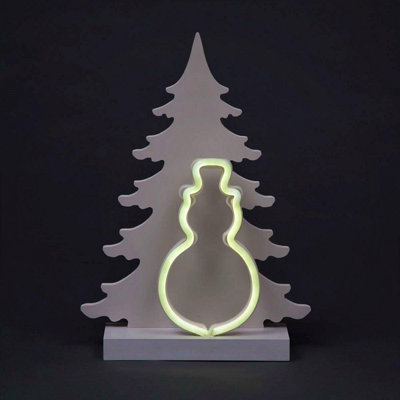 Quadro luminoso con babbo natale cornice bianca led a batteria decorazione natalizia