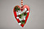 Shatchi Wooden Hanging Decoration Heart Shape Red 18X1.2X23 CM