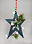 Shatchi Wooden Hanging Decoration Star Shape Green 18X1.2X26 CM