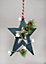 Shatchi Wooden Hanging Decoration Star Shape Green 25X1.2X36 CM