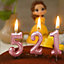 SHATHI Number Pink 2 Candle Birthday edding Anniversary New Year Party Cake Decorations Topper Girls