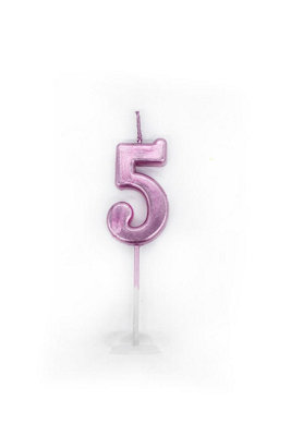 SHATHI Number Pink 5 Candle Birthday edding Anniversary New Year Party Cake Decorations Topper Girls,4.5 cm