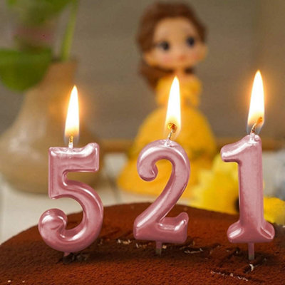 SHATHI Number Pink 5 Candle Birthday edding Anniversary New Year Party Cake Decorations Topper Girls,4.5 cm
