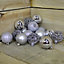 Shatter Proof Christmas Bauble - box of 16 - 4 Different Designs 6cm Silver