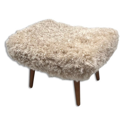 Shearling Sheepskin Beige Footstool | DIY at B&Q 