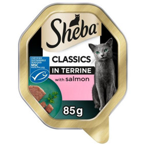 SHEBA Classics Wet Cat Food Tray Salmon in Terrine 85g (Pack of 22)