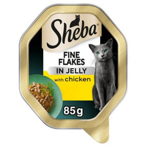 SHEBA Fine Flakes Adult Cat Food with Chicken in Jelly 85g Tray (Pack of 22)