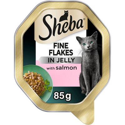 SHEBA Fine Flakes Adult Wet Cat Food with Salmon Jelly 85g Tray (Pack of 22)